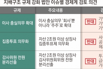 “지배구조 규제, 기업 자율성 훼손… 코리아 디스카운트 심화시킬 것”