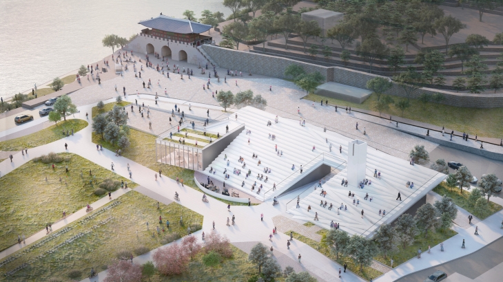 이달 말 준공 예정인 경남 진주시 진주성 역사공원과 호국마루 조감도. 2024.9.19. 진주시 제공