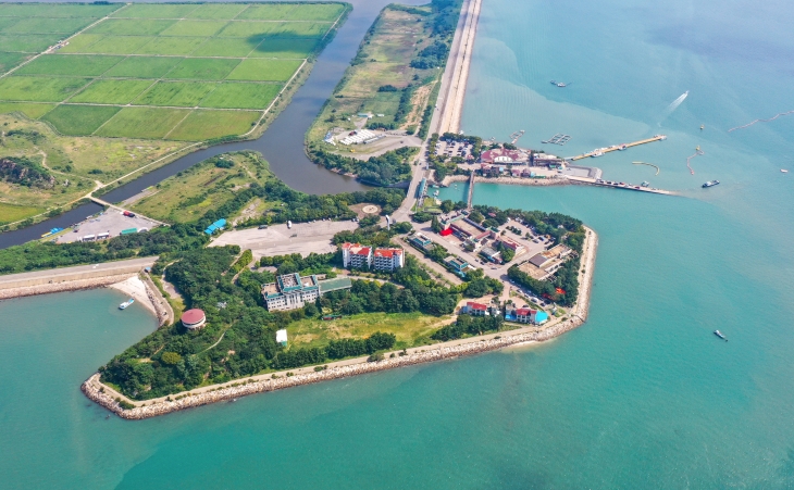 하늘에서 바라본 도비도 전경. 당진시 제공