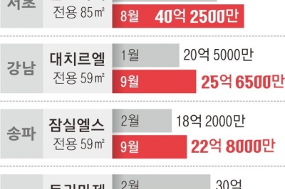 26억 2247만원 vs 4억 8966만원… 서울 아파트값 ‘초양극화’