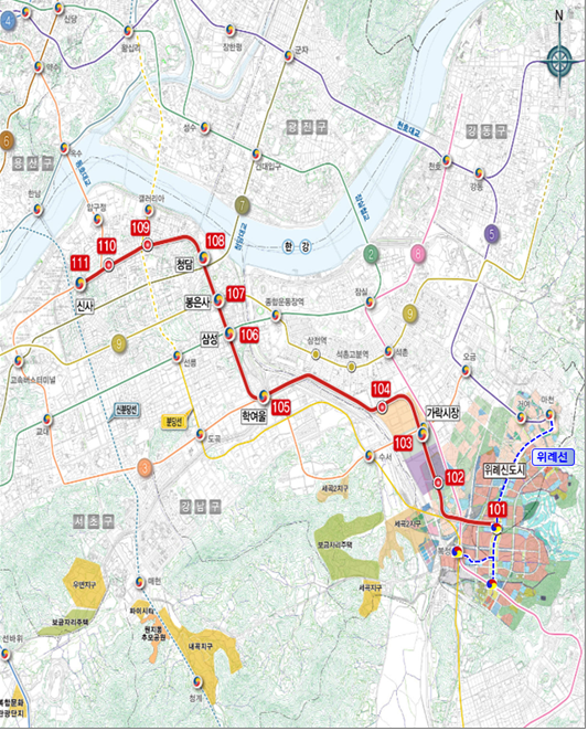위례신사선 노선도. 서울시 제공