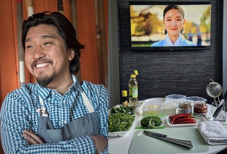 넷플릭스 요리 경연 프로그램 ‘흑백요리사: 요리 계급 전쟁’ 준우승자인 에드워드 리(왼쪽)가 자신의 소셜미디어(SNS)를 통해 한국에 머물면서 요리를 연습하던 모습을 공개했다.(오른쪽) 자료 : 에드워드 리 인스타그램(@chefedwardlee)