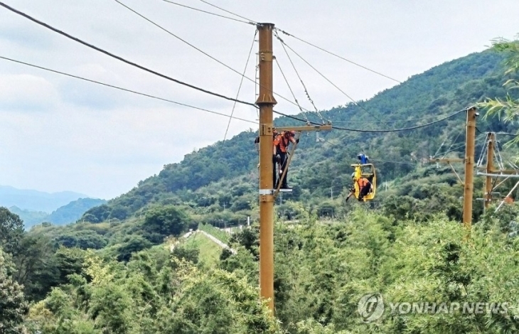 가을철 산악사고가 잦은 시즌을 맞아 3일 경남 진주시 월아산 산림레포츠단지에서 경남소방본부 119특수대응단 주관으로 경남 5개 소방서 구조대원들이 산악인명구조 훈련을 하고 있다. 연합뉴스