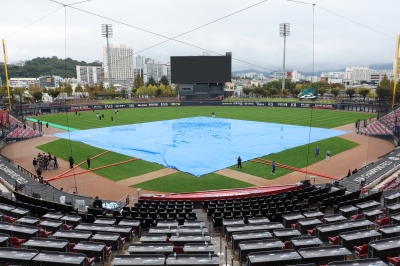 한국시리즈 야속한 비로 서스펜디드 게임 23일로 순연…2박3일짜리 1차전