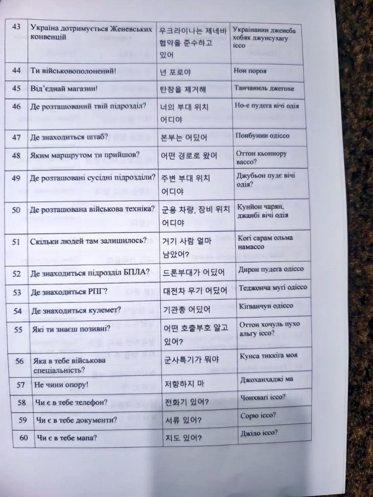 북한군 러시아 파병이 사실로 드러난 가운데, 우크라이나군이 북한군 포로 대응 매뉴얼을 배포했다고 26일(현지시간) ‘뜨루하 우크라이나’가 전했다. 2024.10.26 텔레그램