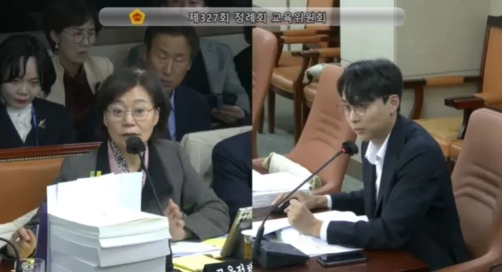 서울시의회 교육위원회 소속 정지웅 의원이 지난 8일 행정사무감사 교육위원회 교육정책국 2일차 회의에서 주소연 교육정책국장을 상대로 질의하고 있다.