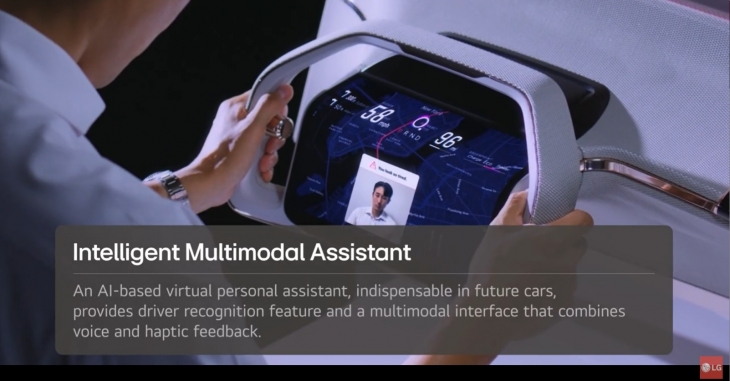 LG전자가 공개한 ‘디지털 콕핏 감마’의 인텔리전트 HMI. 차량 HMI에 인공지능(AI) 기술을 결합해 운전자 졸음운전을 인식하면 곧바로 알람을 울려 깨우고 커피 주문을 제안한다. LG전자 홈페이지 캡처