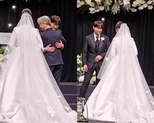 밴드 버즈 보컬 민경훈과 JTBC ‘아는 형님’ 출신 신기은 PD의 결혼식 현장. 이상민 인스타그램 캡처