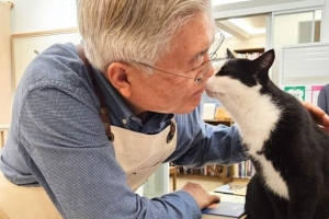 이재명 대위기 속…문재인 ‘고양이와 뽀뽀’ 사진