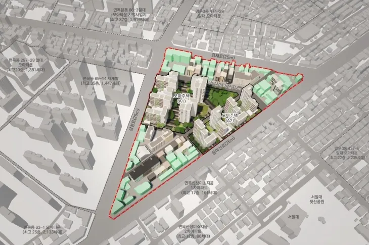서을 중랑구 면목3·8동 일대에 들어서는 모아주택의 정비 후 조감도. 서울시 제공