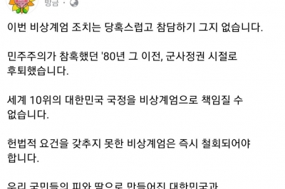 김영록 전남지사, 비상계엄 철회 촉구