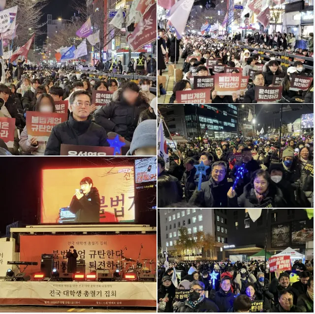 김동연 경기도지사가 13일 오후 서울 여의도 국회 앞에서 열린 촛불집회에 참석해  윤석열 대통령의 탄핵을 촉구하고 있다. (김동연 SNS 캡처)