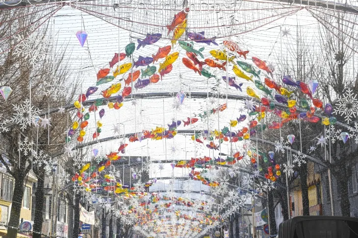 강원 화천 산천어축제가 내년 1월 11일부터 2월 2일까지 진행하기 전에 중앙로에 조성 중인 선등거리. 화천군 제공