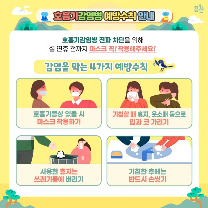 호흡기 감염볍 예방수칙 관련 카드뉴스. 용산구 제공