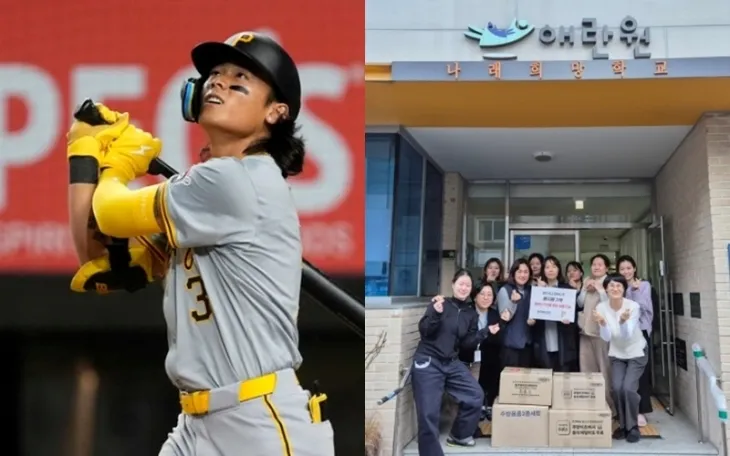 미혼모 생활시설에 3년째 물품을 기부한 MLB 피츠버그 배지환. 나우아이원매니지먼트 제공