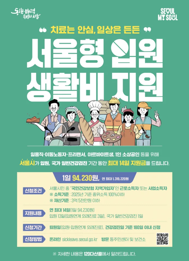 서울형 입원 생활비 지원 포스터. 서울시 제공