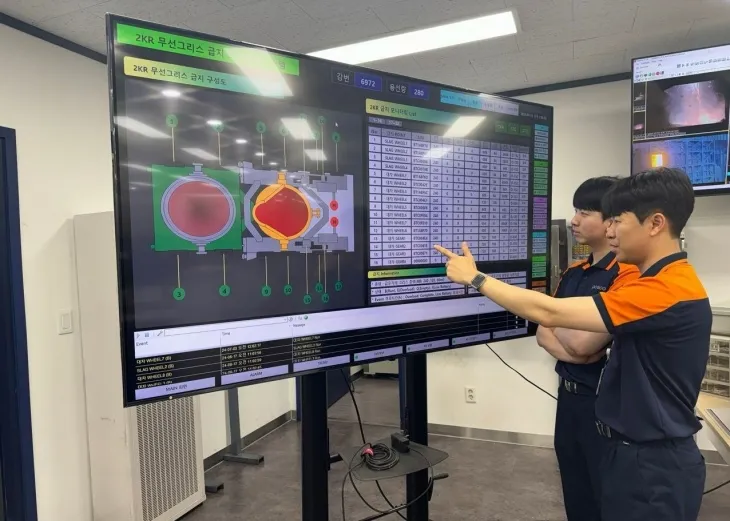 포스코 포항제철소 직원들이 시스템 모니터링을 하고 있다. 포스코 제공