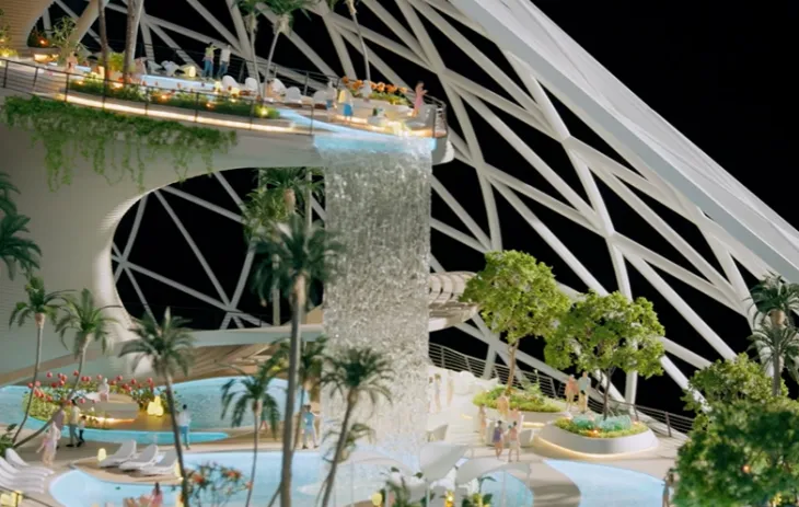 높이 100m의 초대형 웰빙 리조트 ‘테르메 두바이-하늘의 섬’. thermegroup 인스타그램 캡처