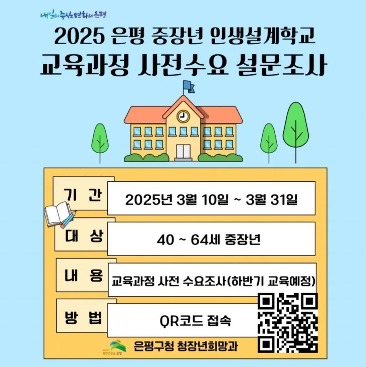 서울 은평구의 중장년을 위한 ‘인생설계학교’ 관련 홍보 그래픽 자료. 은평구 제공
