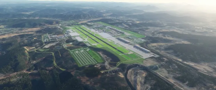2030년 개항 예정인 대구·경북(TK) 신공항 조감도. 홍 시장의 오랜 정치 경험을 통해 쌓은 정치력으로 TK 신공항 특별법을 통과시키는 등 현안을 풀어내 순조롭게 진행되고 있다. 대구시 제공