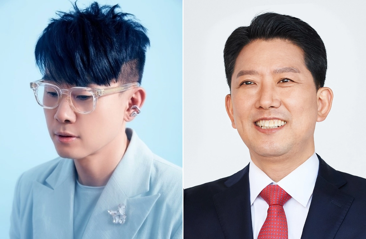가수 이승환(왼쪽)과 김장호 구미시장.