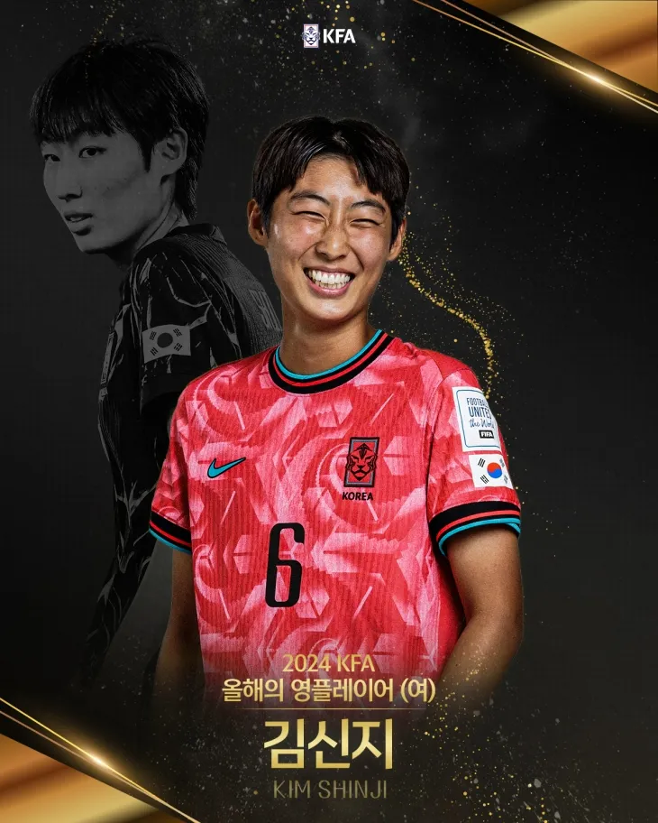 대한축구협회가 31일 김신지를 ‘2024년 올해의 여자 영플레이어’로 선정했다고 밝혔다. 대한축구협회 제공