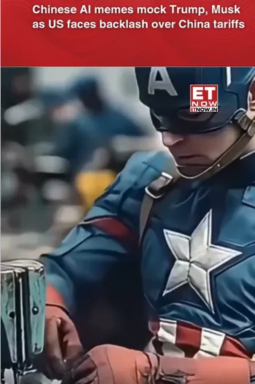 미국 할리우드 마블의 영웅인 캡틴 아메리카가 도널드 트럼프 대통령이 주장하는 제조업 부흥으로 재봉틀을 돌리는 모습. 중국에서 트럼프 대통령의 정책을 조롱하기 위해 인공지능으로 만든 영상이다. 페이스북 캡처