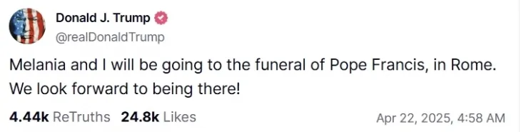 도널드 트럼프 미국 대통령 트루스소셜 캡처