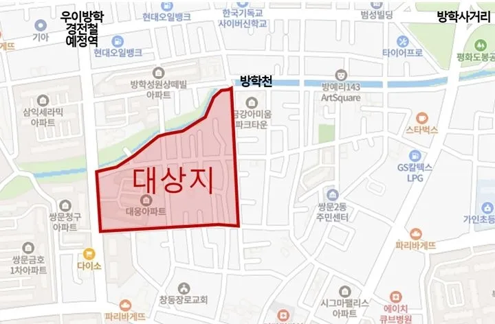 쌍문동 26번지 일대 후보지 위치도