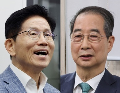 김문수 국민의힘 대선후보(왼쪽)와 무소속 한덕수 후보