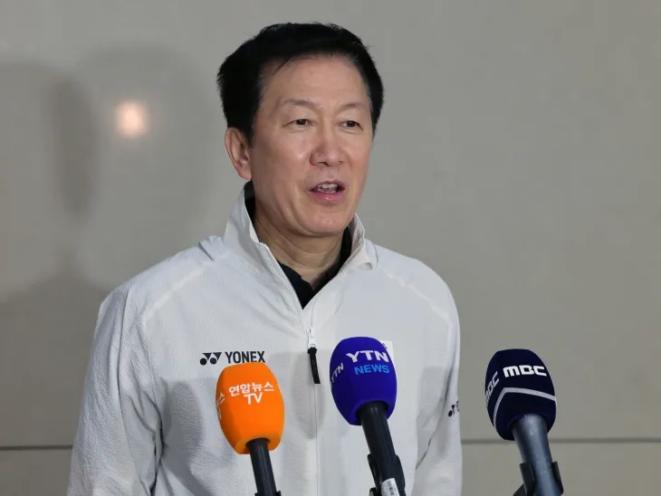 소감 밝히는 박주봉 대한민국 배드민턴 대표팀 감독