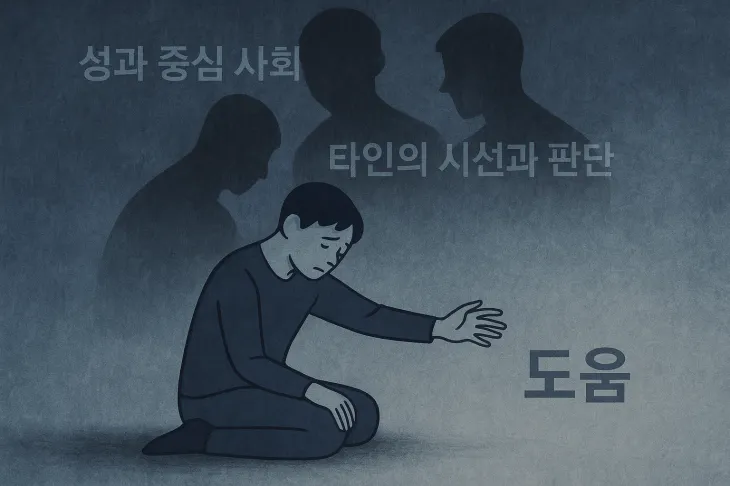 정신적으로 아파도 ‘낙인의 두려움’에 도움을 요청하지 못하는 사람들을 챗GPT가 구현한 그림.