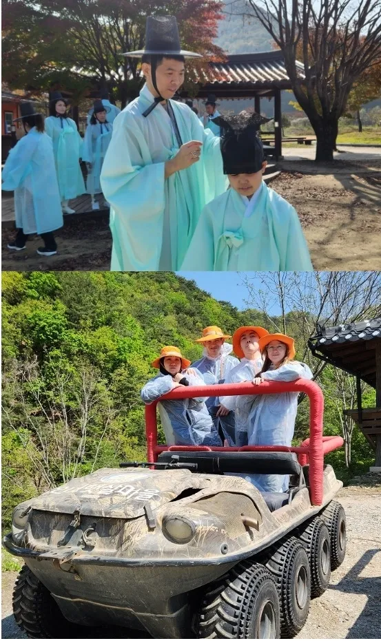 (위)고령 개실마을 선비복 체험, (아래)인제 아르고 수륙양용차 체험
