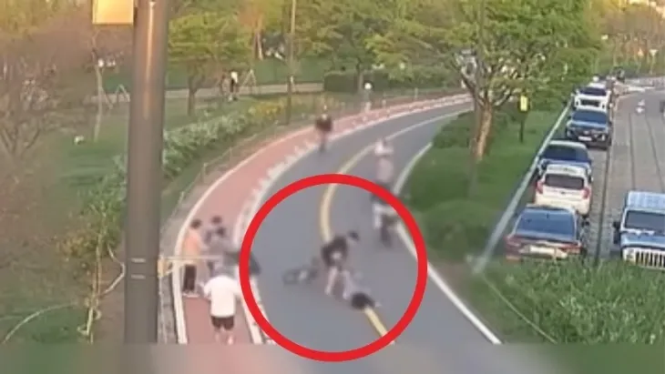 서울 한강 인근에서 자전거를 타던 10대 남학생이 갑자기 자전거 도로로 걸어들어온 중년 여성과 부딪히는 사고가 났다는 사연이 전해졌다. 유튜브 채널 ‘한문철 TV’ 캡처