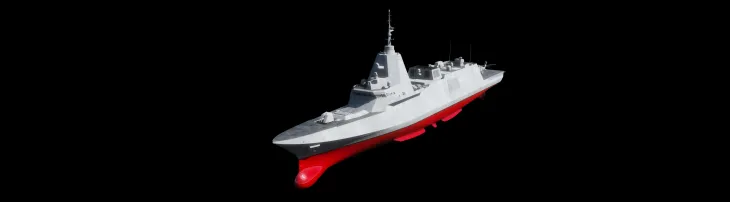 HD현대중공업이 MADEX 2025에 전시하는 6500t급 수출형 호위함(모델명: HDF-6000)의 조감도. HD현대 제공