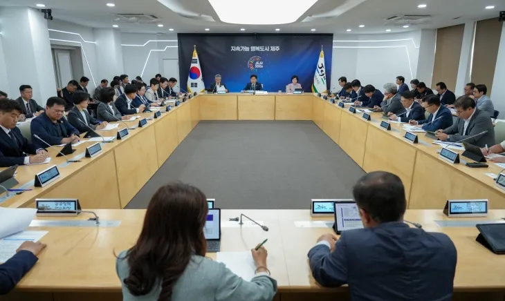 오영훈 제주도지사는 4일 오전 도청 한라홀에서 긴급 간부회의를 주재하고 새정부 출범에 따른 체계적 대응을 위해 ‘새정부 출범 대응 전담팀(TF)’ 을 구성한다고 밝혔다. 제주도 제공