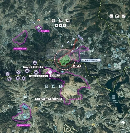 충남 천안시 동면 산업폐기물 매립장 대상지. 천안아산환경운동연합 제공