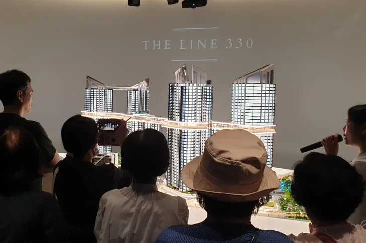 용산구 한강로3가 위치한 포스코이앤씨의 조합원 홍보관. 김기중 기자