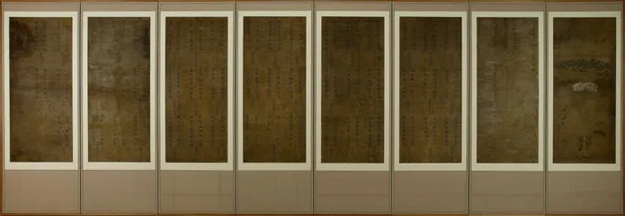 ‘근정전 정시도 및 연구시 병풍’의 모습. 모두 8폭이다. 국가유산청 제공