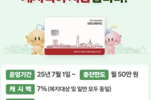 ‘대전사랑 카드’ 이달부터 캐시백 7％