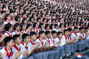 [포토] 北, 전승 72주년 학생소년 웅변모임 진행