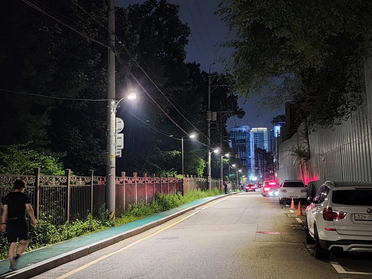 서울 강남구 삼성2동에 설치된 스마트보안등의 모습. 강남구 제공
