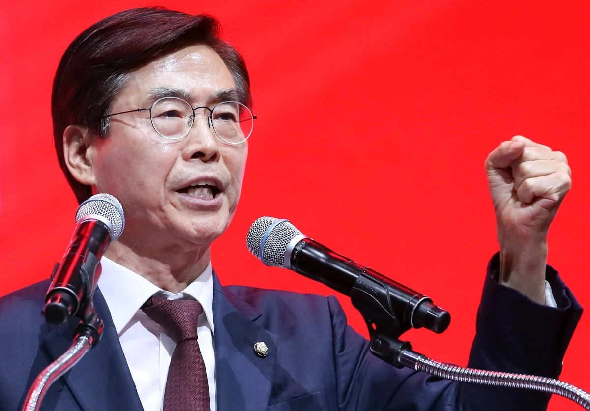 정견발표하는 조경태 국민의힘 당대표 후보