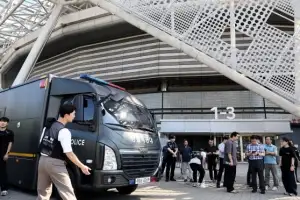 [포토] 폭발물 신고로 통제된 올림픽체조경기장