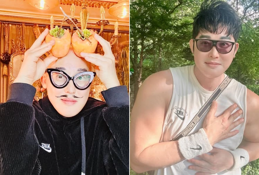 패션 디자이너 황재근이 지난해 11월(왼쪽)과 지난달 22일(오른쪽) 올린 사진. 확 달라진 이미지가 눈에 띈다. 황재근 인스타그램 캡처