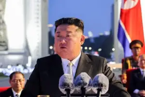 [포토] 김정은, 광복 80주년 경축대회서 연설
