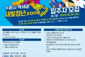 수원시, 역세권 새빛 청년존(Zone) 3호 입주자 모집···임대료 40~50%