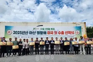 ‘냉해·폭염 이겨낸 아산 배’… 98t 올해 첫 미국 수출