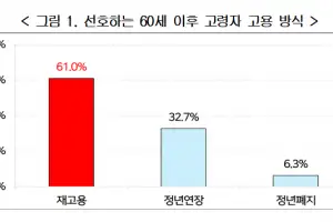 기업 선호 고령자 고용 ‘재고용’이 61%, ‘정년 연장’은 333%