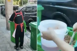 훠궈집 유니폼 입고 쓰레기통 폐기름 퍼내다 ‘들통’…中 ‘하수구 기름’ 재조명